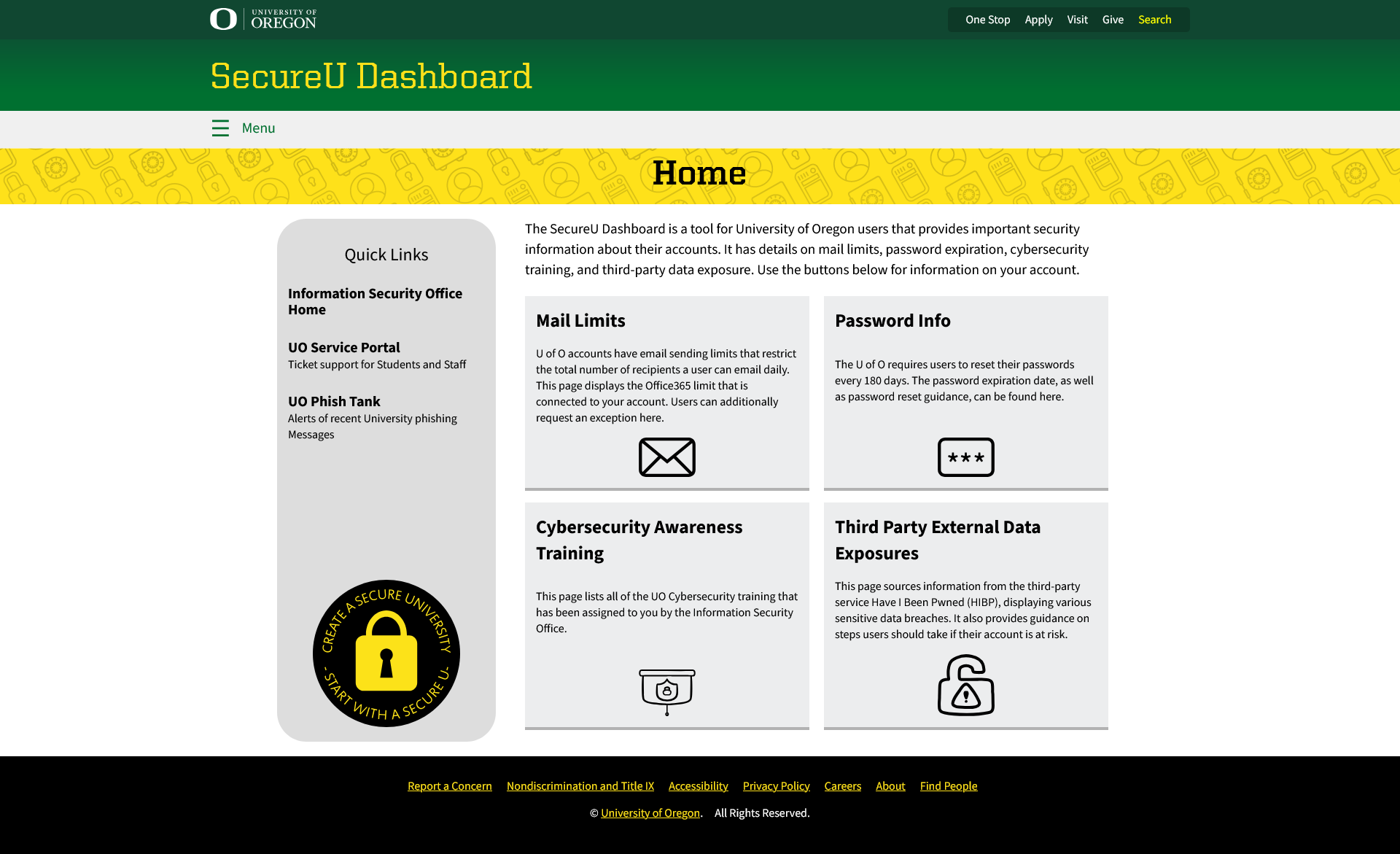 Home Dashboard - SecureU