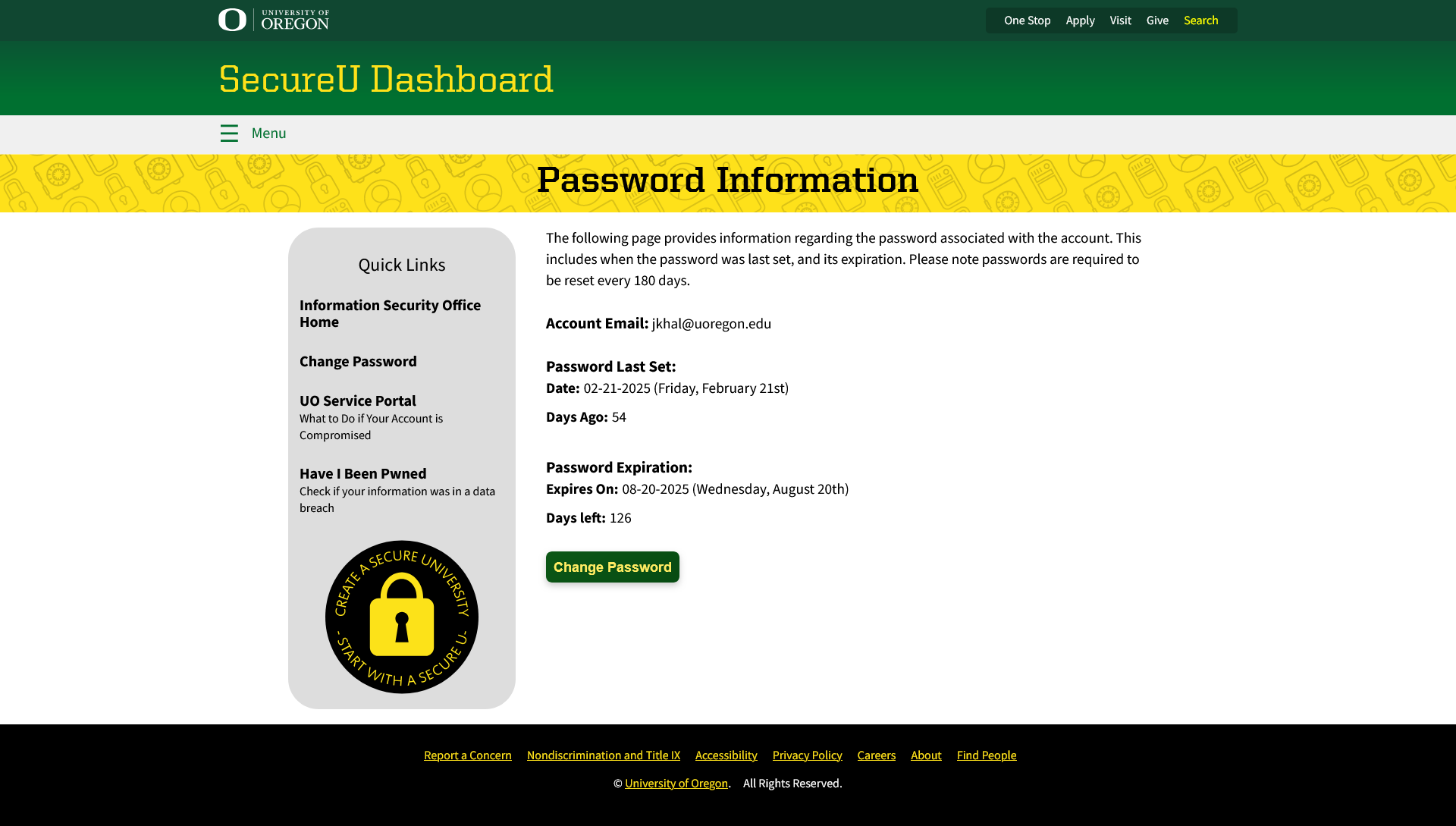 Password Info - SecureU